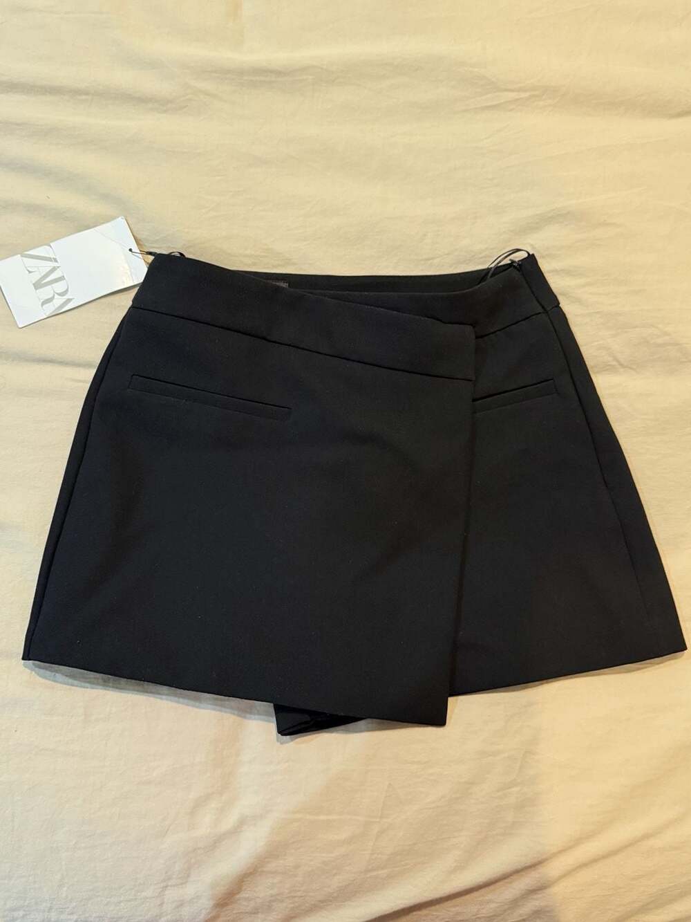 Zara Black Asymmetrical Wrap Skort Size S